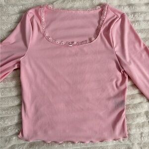 Elegant Pink Lace Trim Top